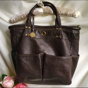 Levenger St Tropez Dk Brown Leather Tote Work Bag